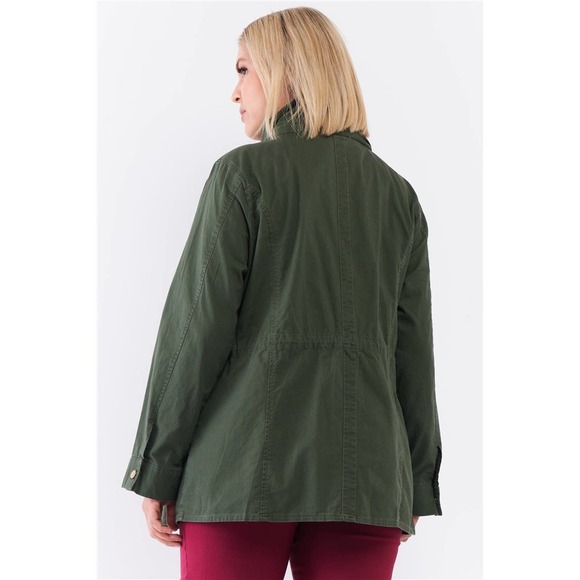Army Green Hooded Utility Anorak Jacket Size 1X - Picture 3 of 4